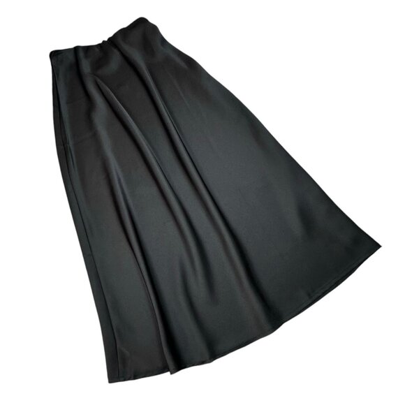NEW Satin Maxi Skirt Sz.M Black Elastic Waist A-Line Classic Goth 90s Y2K - Picture 4 of 11
